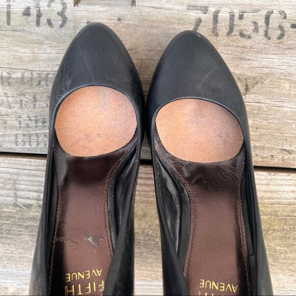 SAKS Fifth Avenue black stiletto pumps heels with tortoiseshell heel - Picture 5 of 6